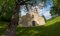 Old italian rural church. San Secondo is an antique small church 11th century, example of the Romanesque architecture in north Royalty Free Stock Photo