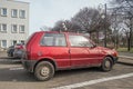 Old Italian supermini car Fiat Uni Fire 1.0 right side view parked Royalty Free Stock Photo