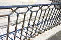 Old italian wrought iron railing with geometric designs Royalty Free Stock Photo