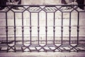 Old italian wrought iron railing with geometric designs -toned Royalty Free Stock Photo