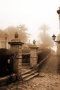 Old Italy ,Sicily, fog in Eriche city Royalty Free Stock Photo