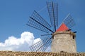 Old Italy ,Sicily, windmill near Trapani-city Royalty Free Stock Photo