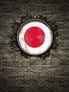 Old Japan flag in brick wall