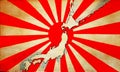 Old Japan flag with map background 1 Royalty Free Stock Photo