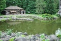 Old Japanese house and pond Royalty Free Stock Photo