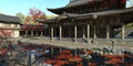 Old japanese palace in the fall 3d illustration Royalty Free Stock Photo