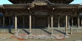 Old japanese palace in the fall 3d illustration Royalty Free Stock Photo