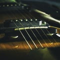 Old jazz electric guitar. Close-up. Background for music festivals, concerts. Musical education. Concert concept Royalty Free Stock Photo