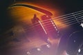 Old jazz electric guitar. Close-up. Background for music festivals, concerts. Musical education. Concert concept Royalty Free Stock Photo