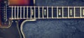 Old jazz electro guitar on a dark background. Close up. Copy space. Background for music festivals, concerts. Music background Royalty Free Stock Photo