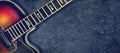 Old jazz electro guitar on a dark background. Close up. Copy space. Background for music festivals, concerts. Music background Royalty Free Stock Photo