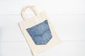 Old jeans upcycling idea. Crafting with denim, recycling old clothers, hobby, diy activity