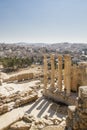 Old jerash columns with jerash city view Royalty Free Stock Photo