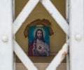 Old Jesuschrist painting inside an old mausoleum