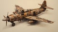Vintage Rusty Plane Painting By Latif In Detailed Ink Drawing Style