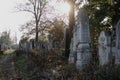 Abandoned graves on ancient cemetery, Jewish tradition of funeral