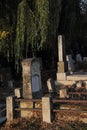 Abandoned graves on ancient cemetery, Jewish tradition of funeral