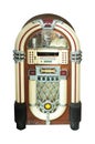 Old jukebox music player on white background