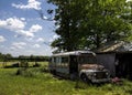 Old Junkyard Rusty School Bus Royalty Free Stock Photo