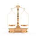 Old Justice Gold Weigh Scales Balance with the Two Arms in Clay Style. 3d Rendering