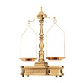 Old Justice Gold Weigh Scales Balance with the Two Arms in Clay Style. 3d Rendering