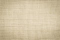 Old jute hessian sackcloth canvas sack cloth woven texture pattern background in aged yellow beige cream brown color