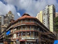 Old Kalyan building chawl mass urban housing ; Bandu Khadilkar road Kandawadi Girgaon ; Charni Road ; Bombay Mumbai Royalty Free Stock Photo