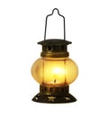 Old kerosene lantern burning Royalty Free Stock Photo