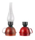 Old kerosene red lamp isolated over white background Royalty Free Stock Photo