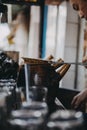 Old kettle in old drip coffee shop in Chinatown Cholon