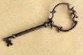 Old key on antique paper Royalty Free Stock Photo