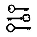 Old key home silhouette set on white background Royalty Free Stock Photo
