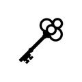 Old key house icon logo. Old key silhouette antique lock illustration on white background Royalty Free Stock Photo