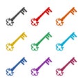 Old key icon, color set Royalty Free Stock Photo