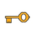 Old key icon, line art Royalty Free Stock Photo