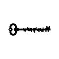 Old key isolated. Ancient door clef on white background. antique