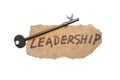 Old key and leadership word Royalty Free Stock Photo