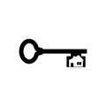 Old key silhouette antique house lock illustration isolated on white background Royalty Free Stock Photo