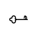 Old key silhouette antique house lock illustration isolated on white background Royalty Free Stock Photo