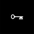 Old key silhouette icon or logo on dark background Royalty Free Stock Photo