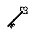 Old key vector house icon logo. Old key silhouette antique lock illustration Royalty Free Stock Photo