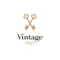 Old key vector house icon logo. Old key silhouette antique lock illustration