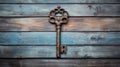 Old key on wooden background created with Generative AI Royalty Free Stock Photo
