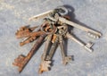 Vintage Keychain with old large keys Royalty Free Stock Photo