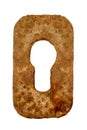 An old keyhole in rusty iron. Royalty Free Stock Photo