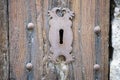 Old keyhole in wooden door