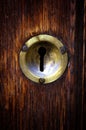 Old keyhole on the wooden door in Venice