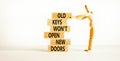 Old keys do not open new doors symbol. Concept words Old keys do not open new doors. Businessman icon. Beautiful white background Royalty Free Stock Photo