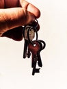 Old keys on the humand hand Royalty Free Stock Photo