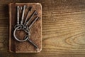 Old keys on a old book Royalty Free Stock Photo